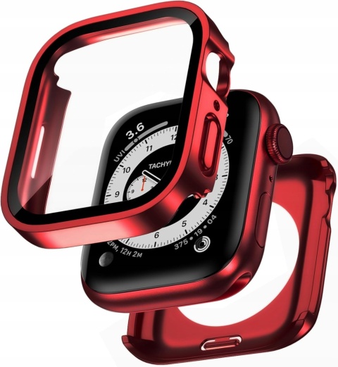 Etui do Apple Watch 40 mm wodoodporne szkło hartowane czerwone
