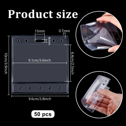 Etui na identyfikator poziome PVC wodoodporne 50 szt