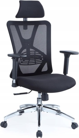 Fotel biurowy obracany regulowany krzesło ergonomiczne materiałowy czarny