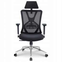 Fotel biurowy obracany regulowany krzesło ergonomiczne materiałowy czarny