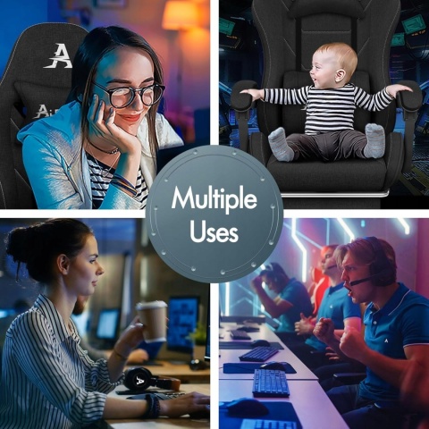 Fotel gamingowy z podnóżkiem do komputera regulowany ergonomiczny czarny