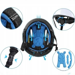 Kask rowerowy dziecięcy z uszami 3D Regulowany Lekki Niebieski Wiek 3-6