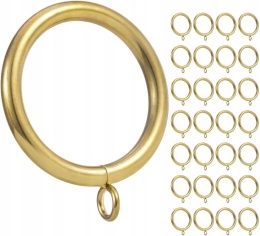 Kółka do zasłon metalowe 44 mm złote do karnisza 29 szt zestaw
