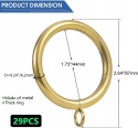 Kółka do zasłon metalowe 44 mm złote do karnisza 29 szt zestaw