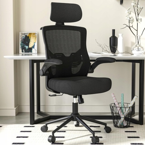 Krzesło biurowe ergonomiczne z zagłówkiem podparciem lędźwiowym