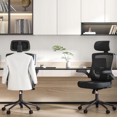 Krzesło biurowe ergonomiczne z zagłówkiem podparciem lędźwiowym