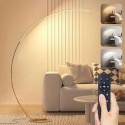 Lampa LED wolnostojąca 25 W nowoczesny łuk sterowana pilotem 165cm złota
