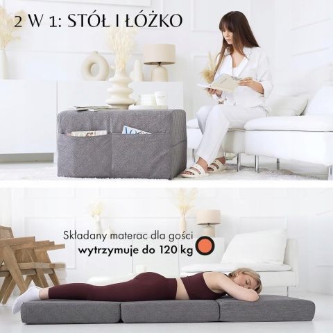 Materac Składany 75x195x14 cm Dla Gości Camping Pianka Memory