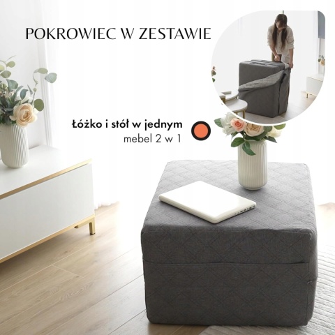 Materac Składany 75x195x14 cm Dla Gości Camping Pianka Memory