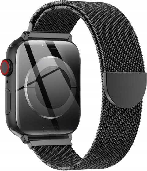 Pasek do Apple Watch 38 40 41 mm stal nierdzewna magnetyczny czarny