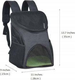 Plecak transportowy psa kota CE 28 cm x 23 cm x 35 cm czarny