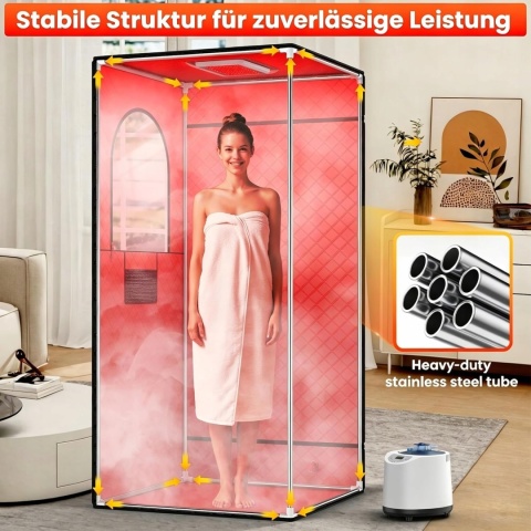 Przenośna sauna parowa na podczerwień z czerwonym światłem 1200W