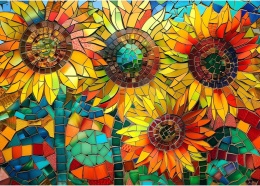 Puzzle klasyczne 1000 elementów 70x50 cm słoneczniki w stylu mozaikowym