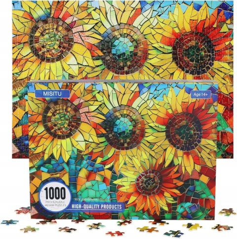 Puzzle klasyczne 1000 elementów 70x50 cm słoneczniki w stylu mozaikowym