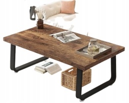 Stolik kawowy z drewnianym blatem 100x55 cm prostokątny kolor czarnego dęba
