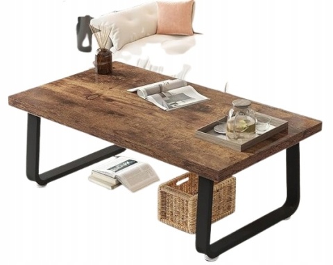 Stolik kawowy z drewnianym blatem 100x55 cm prostokątny kolor czarnego dęba