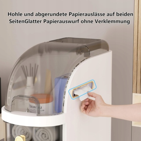 Szafka łazienkowa wąska na papier z 4 szufladami na kółkach biała
