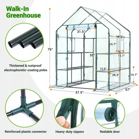 Szklarnia Ogrodowa PVC 145x145x195 cm Na Warzywa Kwiaty