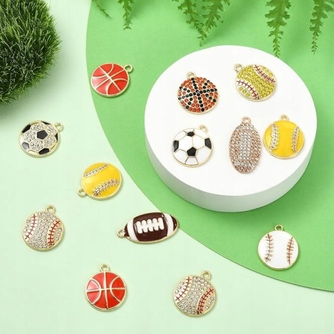 Zawieszki sportowe do biżuterii rugby złote 12 szt do DIY