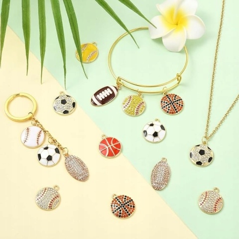 Zawieszki sportowe do biżuterii rugby złote 12 szt do DIY