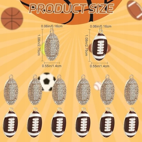 Zawieszki sportowe do biżuterii rugby złote 12 szt do DIY