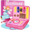 Zestaw Busy Board tablica manipulacyjna edukacyjna dla dzieci niemiecka róż