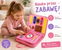 Zestaw Busy Board tablica manipulacyjna edukacyjna dla dzieci niemiecka róż