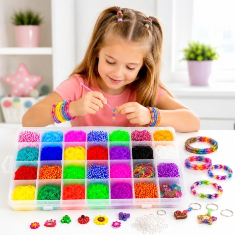 Zestaw gumek do robienia bransoletek DIY 5200 el dla dzieci kolorowe gumki