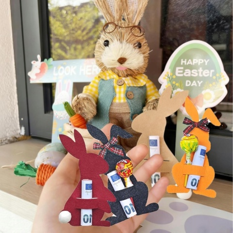 Zestaw wielkanocny króliczki filcowe na pieniądze prezent 8 szt dekoracja