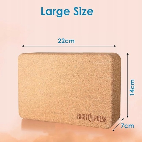 Blok do Jogi z Naturalnego Korka Pulse 22x14x7 cm Antypoślizgowy wytrzymały