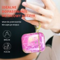 Etui AirPods Różowy Marmur + Karabińczyk Ochrona 360°