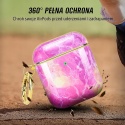 Etui AirPods Różowy Marmur + Karabińczyk Ochrona 360°