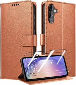 Etui z klapką QHOHQ do Samsung Galaxy A54 5G brązowy
