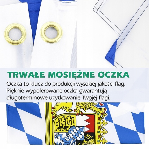 Flaga Bawarii 90x150 MOGADEE z oczkami - do domu i na parady