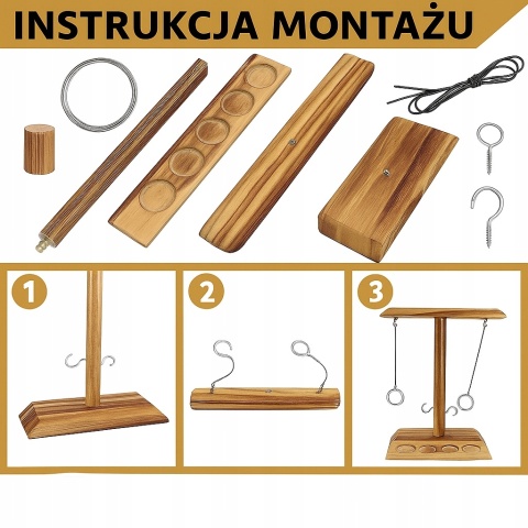Gra zręcznościowa Drewniana Ring Toss Games dla dzieci i dorosłych