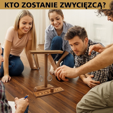 Gra zręcznościowa Drewniana Ring Toss Games dla dzieci i dorosłych