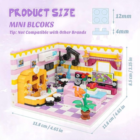 Klocki konstrukcyjne mini domek salon dla dzieci 670 elementów wiek 6+