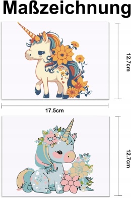 Malowanie po numerach Zestaw DIY z farbkami 12,7x17,5cm Jednorożec 2szt