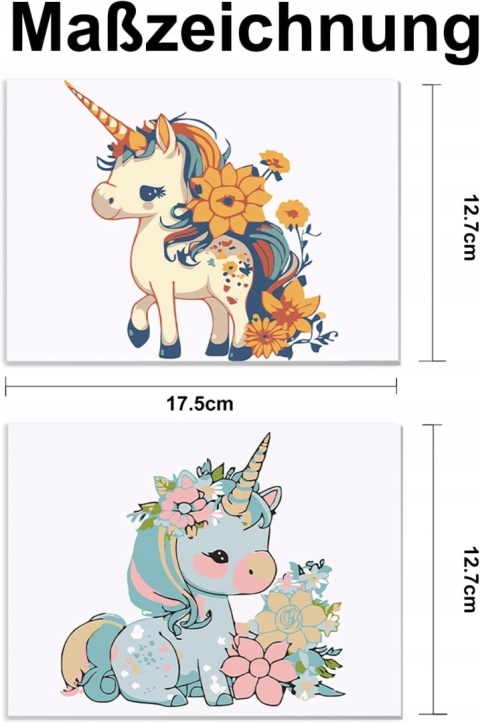 Malowanie po numerach Zestaw DIY z farbkami 12,7x17,5cm Jednorożec 2szt