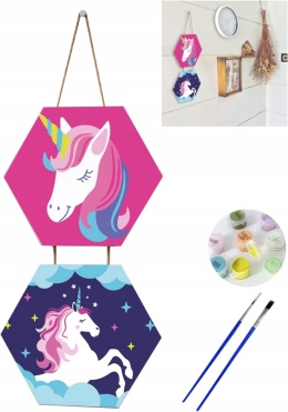 Malowanie po numerach Zestaw DIY z farbkami 18x16cm Jednorożec 2szt