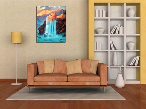 Malowanie po numerach obraz z ramą + farbki pędzle motyw natura 40x50cm