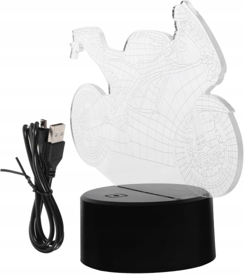 Nocna Lampka Optyczna Iluzja Motocykl 3D Lampa LED Zmieniająca Kolor