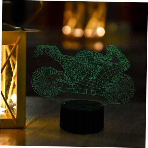 Nocna Lampka Optyczna Iluzja Motocykl 3D Lampa LED Zmieniająca Kolor