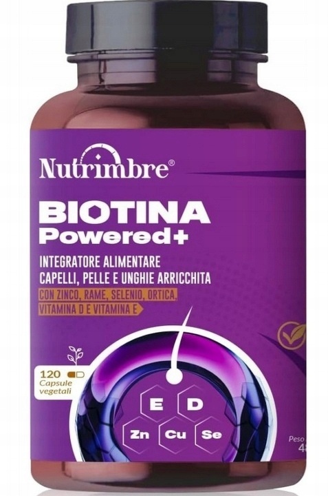 Nutrimbre Biotina Powered+ suplement Biotyna 120 szt skóra włosy paznokcie