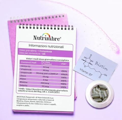 Nutrimbre Biotina Powered+ suplement Biotyna 120 szt skóra włosy paznokcie