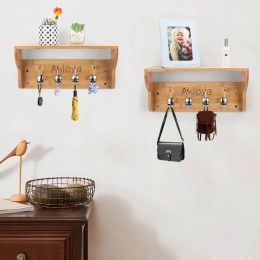 Organizer na klucze - wieszak na klucze 25cm drewno metal WoodExpert