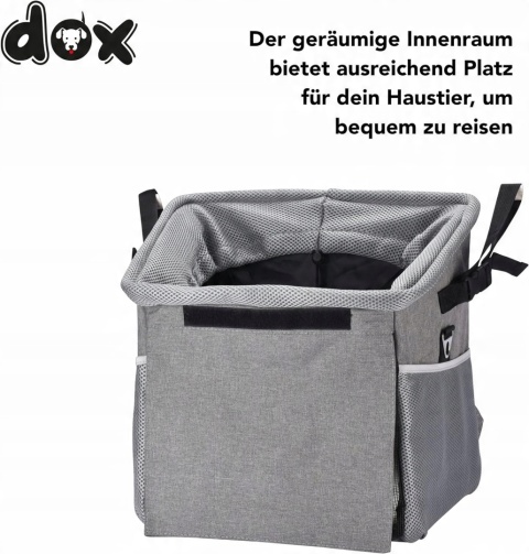 Przedni koszyk rowerowy plecak transportowy dla psa kota do 4kg DDOXX szary