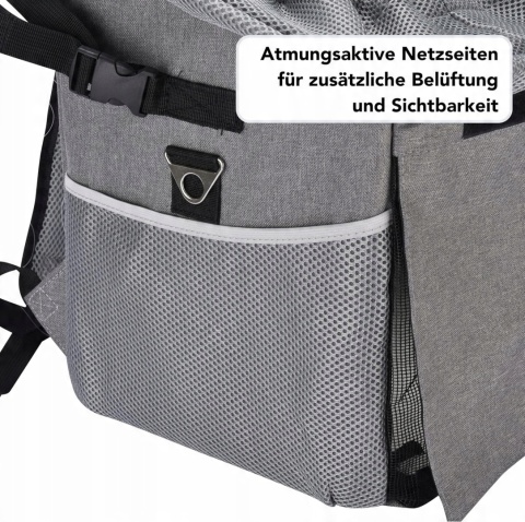 Przedni koszyk rowerowy plecak transportowy dla psa kota do 4kg DDOXX szary