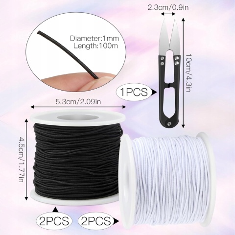 RISF 4 rolki gumki do bransoletek 1 mm x 50 m sznurek do bransoletek