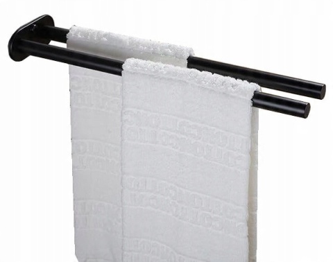 ZUNTO uchwyt na ręczniki 40 cm czarny ze stali nierdzewnej drążek